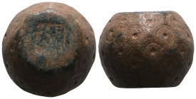 Weight 58,22 gr - Diameter 23 mm. BYZANTINE BRONZE WEIGHT.(Circa 6th-9th century).Ae.