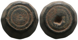 Weight 56,14 gr - Diameter 24 mm. BYZANTINE BRONZE WEIGHT.(Circa 6th-9th century).Ae.