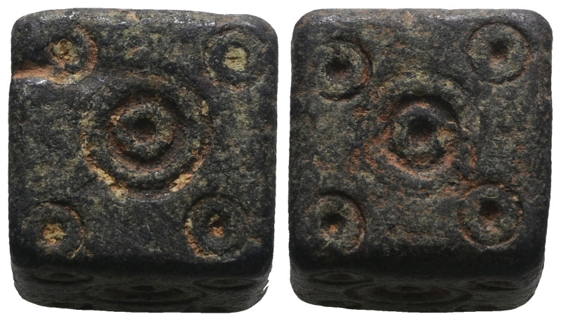 Weight 28,13 gr - Diameter 14 mm. BYZANTINE BRONZE WEIGHT.(Circa 6th-9th century...