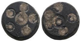 Weight 8,32 gr - Diameter 14 mm. BYZANTINE BRONZE WEIGHT.(Circa 6th-9th century).Ae.
