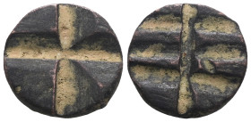 Weight 4,46 gr - Diameter 16 mm. BYZANTINE BRONZE WEIGHT.(Circa 6th-9th century).Ae.