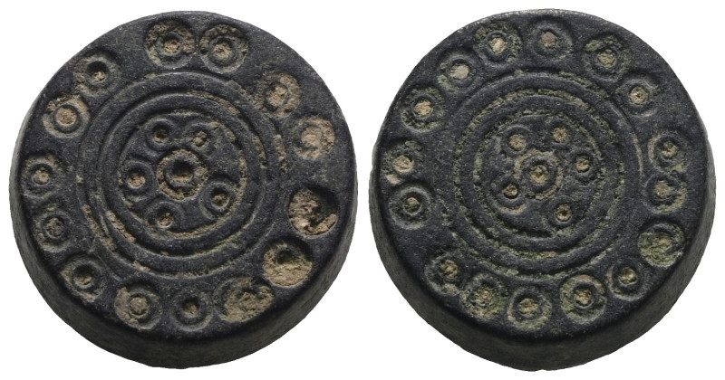 Weight 20,89 gr - Diameter 18 mm. ANCIENT BRONZE WEIGHT ( islamic priod ?)