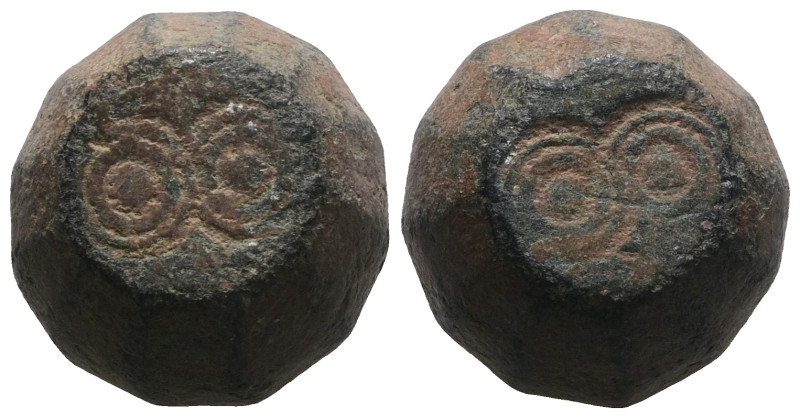 Weight 29,07 gr - Diameter 17 mm. BYZANTINE BRONZE WEIGHT.(Circa 6th-9th century...