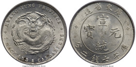 Kwangtung. Hsüan-t'ung Dollar ND (1909-1911) MS62 PCGS, Kwangtung mint, KM-Y206, L&M-138, Kann-31. An alluring representative of a type seldom-seen wi...