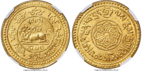 Tibet. Theocracy gold 20 Srang BE 15-54 (1920) MS65 NGC, Ser-Khang mint, KM-Y22, L&M-1063B, WS-0186. Without dot to center reverse. An immaculate repr...