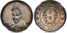 Republic Yuan Shih-kai Restrike "Plumed Hat" Dollar Year 3 (1914)-Dated (1918) MS62 NGC, Tientsin mint, KM-Y322.1, L&M-858, Kann-642. 39.5mm. Restruck...