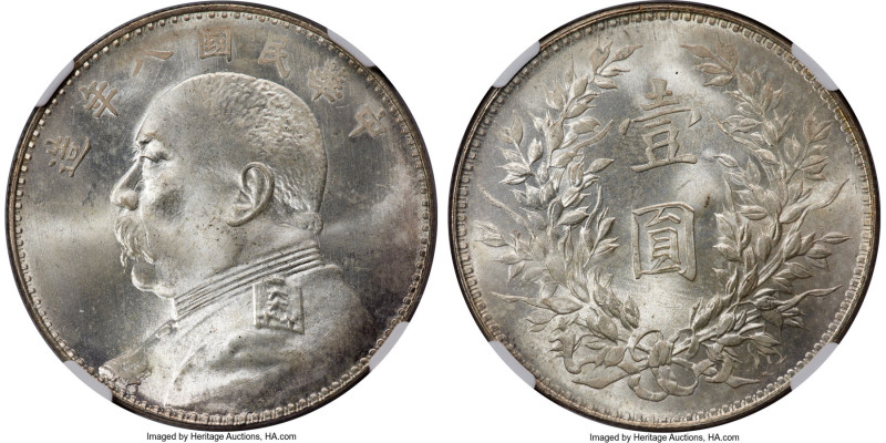 Republic Yuan Shih-kai Dollar Year 8 (1919) MS65+ NGC, KM-Y329.6, L&M-76, Kann-6...