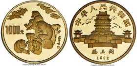 People's Republic gold Proof "Year of the Monkey" 1000 Yuan (12 oz) 1992 PR69 Ultra Cameo NGC, KM43, CC-369, Fr-B64. Mintage: 99. Serial # 01. A massi...