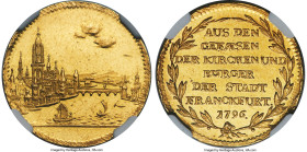 Frankfurt. Free City gold Ducat 1796 MS63 NGC, KM289, Fr-1025. A coveted Frankfurt "city view" design is rare and especially desirable on gold issues ...