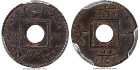 British Colony. Victoria Mil 1864 MS63 Brown PCGS, London mint, KM1, Mars-C1, Prid-194. An exceedingly rare date of this diminutive, center-hole bronz...