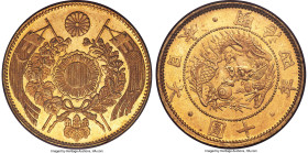 Meiji gold 10 Yen Year 4 (1871) MS64 NGC, Osaka mint, KM-Y12, JNDA-01-2. Without Flag Border. An always in-demand type from the early years of machine...