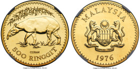 Constitutional Monarchy gold "Malayan Tapir" 500 Ringgit 1976 MS69 NGC, British Royal mint, KM21. Mintage: 2,894. Conservation Series. Displaying near...