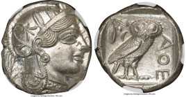 ATTICA. Athens. Ca. 440-404 BC. AR tetradrachm (25mm, 17.18 gm, 7h). NGC MS 5/5 - 4/5. Mid-mass coinage issue. Head of Athena right, wearing earring, ...