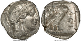 ATTICA. Athens. Ca. 440-404 BC. AR tetradrachm (25mm, 17.17 gm, 12h). NGC MS 5/5 - 4/5. Mid-mass coinage issue. Head of Athena right, wearing earring,...