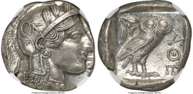 ATTICA. Athens. Ca. 440-404 BC. AR tetradrachm (25mm, 17.20 gm, 6h). NGC MS 5/5 - 4/5. Mid-mass coinage issue. Head of Athena right, wearing earring, ...