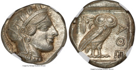 ATTICA. Athens. Ca. 440-404 BC. AR tetradrachm (24mm, 17.20 gm, 9h). NGC MS 5/5 - 4/5. Mid-mass coinage issue. Head of Athena right, wearing earring, ...