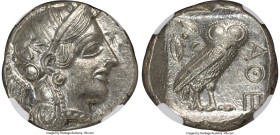 ATTICA. Athens. Ca. 440-404 BC. AR tetradrachm (25mm, 16.92 gm, 11h). NGC MS 5/5 - 4/5. Mid-mass coinage issue. Head of Athena right, wearing earring,...