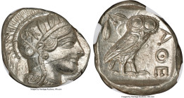 ATTICA. Athens. Ca. 440-404 BC. AR tetradrachm (26mm, 17.21 gm, 9h). NGC MS 5/5 - 4/5. Mid-mass coinage issue. Head of Athena right, wearing earring, ...