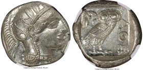 ATTICA. Athens. Ca. 440-404 BC. AR tetradrachm (25mm, 17.22 gm, 10h). NGC MS 5/5 - 4/5. Mid-mass coinage issue. Head of Athena right, wearing earring,...