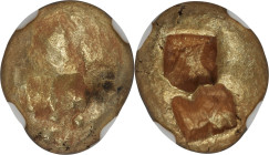IONIA. Uncertain mint. Ca. 650-600 BC. EL third-stater or trite (14mm, 4.94 gm). NGC Choice XF 4/5 - 3/5. Lydo-Milesian standard. Uncertain blank desi...