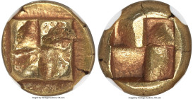 IONIA. Uncertain mint. Ca. 625-550 BC. EL sixth-stater or hecte (10mm, 2.48 gm). NGC AU 5/5 - 5/5. Phocaic standard. Clockwise tetraskelion pattern on...