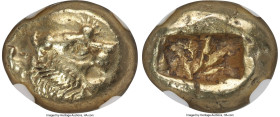 LYDIAN KINGDOM. Alyattes or Walwet (ca. 610-546 BC). EL third-stater or trite (13mm, 4.73 gm). NGC XF 4/5 - 3/5, marks. Lydo-Milesian standard, Sardes...