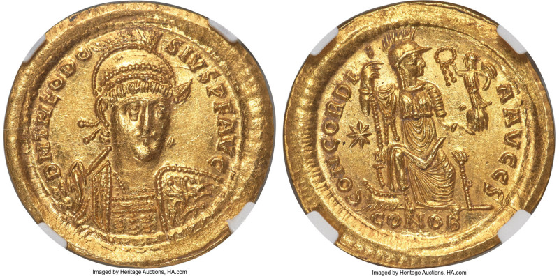 Theodosius II, Eastern Roman Empire (AD 402-450). AV solidus (22mm, 4.47 gm, 6h)...