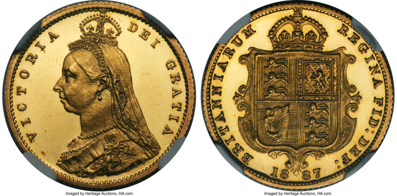 Victoria gold Proof 1/2 Sovereign 1887 PR63 Ultra Cameo NGC, KM766, S-3869, WR-3...