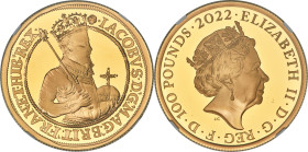 Elizabeth II gold Proof "King James I" 100 Pounds (1 oz) 2022 PR70 Ultra Cameo NGC, S-BMGA2. Mintage: 610. British Monarchs series. One of first 100 S...