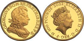 Elizabeth II gold Proof "King George I" 100 Pounds (1 oz) 2022 PR70 Ultra Cameo NGC, S-BMGA3. Mintage: 610. British Monarchs series. One of first 100 ...