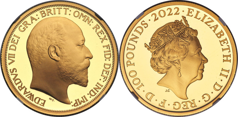 Elizabeth II gold Proof "King Edward VII" 100 Pounds (1 oz) 2022 PR70 Ultra Came...