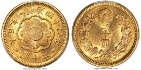 Meiji gold 20 Yen Year 44 (1911) MS63 PCGS, Osaka mint, KM-Y34, JNDA 01-6. An alluring and radiant 20 Yen whose appearances remain incredibly original...