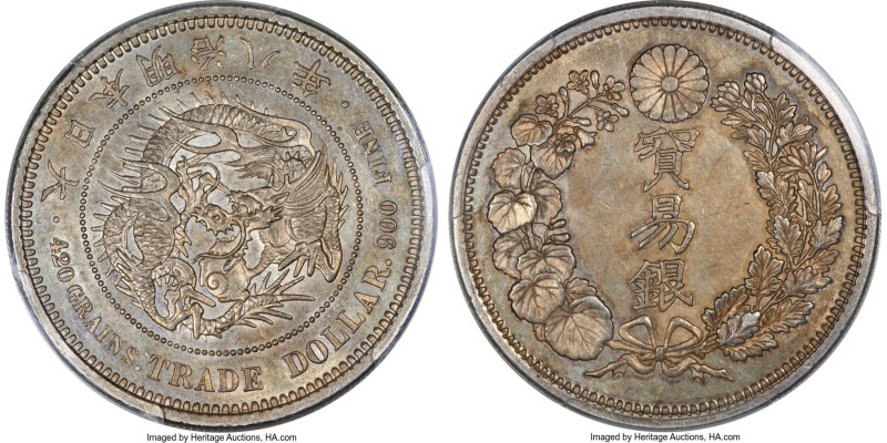 Meiji Trade Dollar Year 8 (1875) MS61 PCGS, Osaka mint, KM-Y14, JNDA-01-12. This...