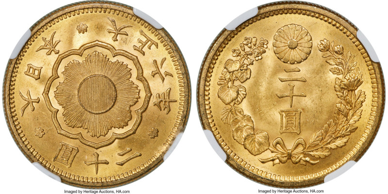 Taisho gold 20 Yen Year 6 (1917) MS64 NGC, Osaka mint, KM-Y40.2, JNDA 01-6. HID0...