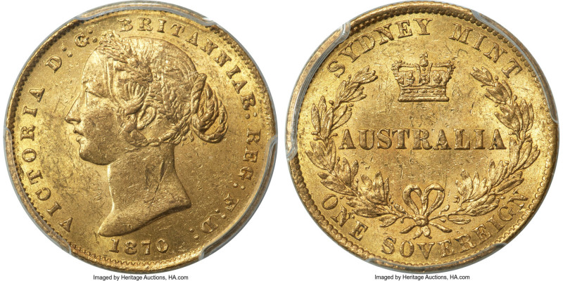 Victoria gold Sovereign 1870-SYDNEY MS61 PCGS, Sydney mint, KM4, Marsh-A375. HID...