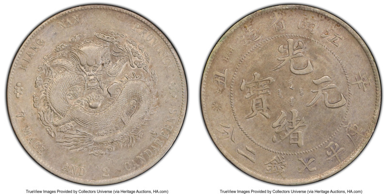 Kiangnan. Kuang-hsü Dollar CD 1901 XF Details (Chop Mark) PCGS, Nanking mint, KM...