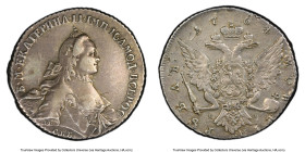 Catherine II Rouble 1764 CПБ-ЯI AU Details (Tooled) PCGS, St. Petersburg mint, KM-C67.2a, Bit-185. Two-year type issued early in Catherine's reign. Ad...