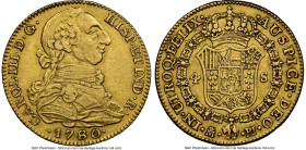 Charles III gold 4 Escudos 1780 M-PJ AU53 NGC, Madrid mint, KM418.1, Cal-1784. Somewhat muted, though only displaying minimal rub to the devices. A cl...