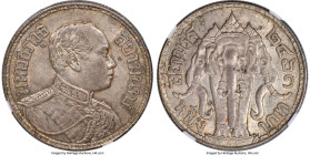 Rama VI Baht BE 2461 (1918) AU58 NGC, KM-Y45, LeMay-Plate XXX, 1 var. (date). A lower mintage date within the series, possessing considerable eye-appe...