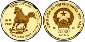 Socialist Republic gold Proof "Year of the Horse" 20000 Dong 2002 PR69 Ultra Cameo NGC, KM-Unl. Extremely limited. Shares the top spot at NGC with one...
