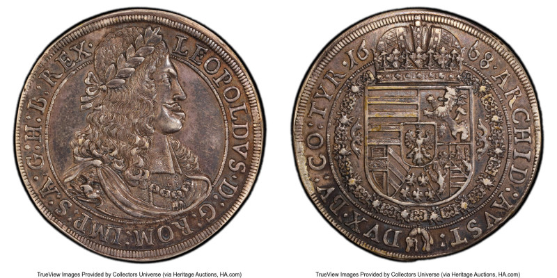 Leopold I Taler 1668 AU Details (Edge Repaired) PCGS, Hall mint, KM1238, Dav-324...