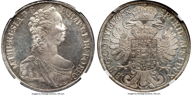 Maria Theresa Taler 1765 MS63 NGC, Hall mint, KM1742, Dav-1120. An exemplary ren...