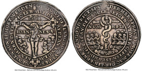 Erzgebirge. Ferdinand I silver Medallic "Pest" Taler 1528-Dated XF Details (Tooled) NGC, Joachimsthal mint, engraved by Ulrich (Utz) Gebhart, Donebaue...