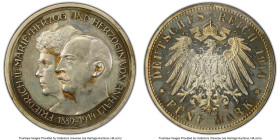 Anhalt-Dessau. Friedrich II Proof 5 Mark 1914-A PR62 PCGS, Berlin mint, KM31, J-25, Dav-512. Mintage: 1,000 in Proof. For the Silver Wedding of Freder...