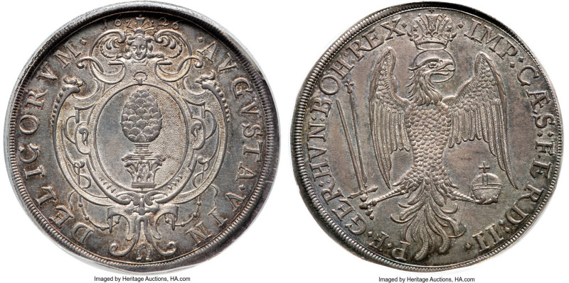 Augsburg. Free City Taler 1626 MS63 PCGS, KM41, Dav-5021. With titles of Ferdina...