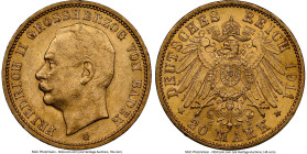 Baden. Friedrich II gold 20 Mark 1911-G AU58 NGC, Karlsruhe mint, KM284, J-192, Fr-3760. First year of type. HID09801242017 © 2024 Heritage Auctions |...