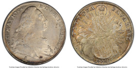 Bavaria. Maximilian III, Josef Taler 1772-A AU58 PCGS, Amberg mint, KM519.2, Dav-1954. Orange and tan hues on argent surfaces subduing lustered surfac...