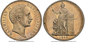 Bavaria. Maximilian II "Constitution" 2 Taler 1848 MS61 NGC, Munich mint, KM830.1, Dav-598. Variety with VEREINSMÜNZE on edge. Commemorating the new B...