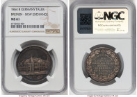 Bremen. Free City Medallic Taler 1864-B MS61 NGC, Hannover mint, KM-X1, J-261. Mintage: 5,000. Issued for the opening of the New Stock Exchange (Bours...