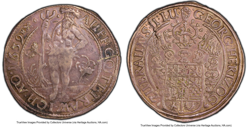 Brunswick-Luneberg. Georg Taler 1639-HS XF Details (Repaired) PCGS, Zellerfeld m...